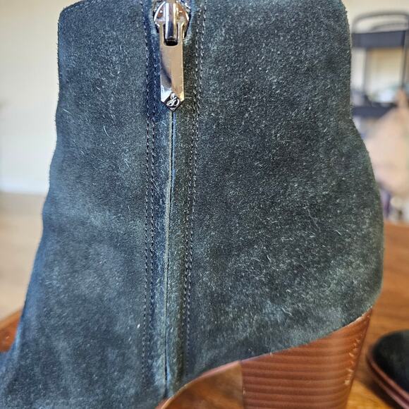 Sam Edelman Blake Black Suede Heels Boots Booties Side Zipper Block Heel 8.5 EUC - Picture 3 of 12